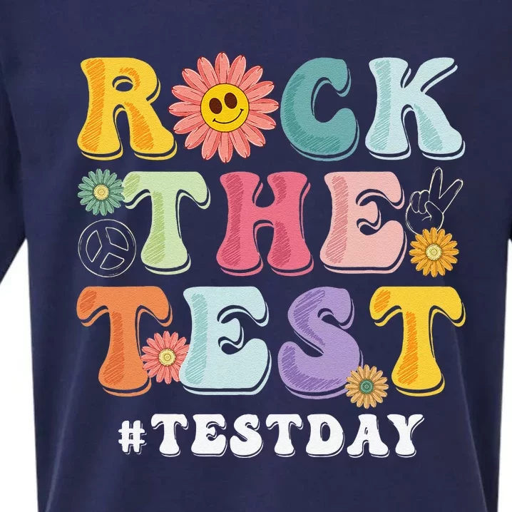 Rock The Test Testing Day Groovy Motivational Teacher Sueded Cloud Jersey T-Shirt