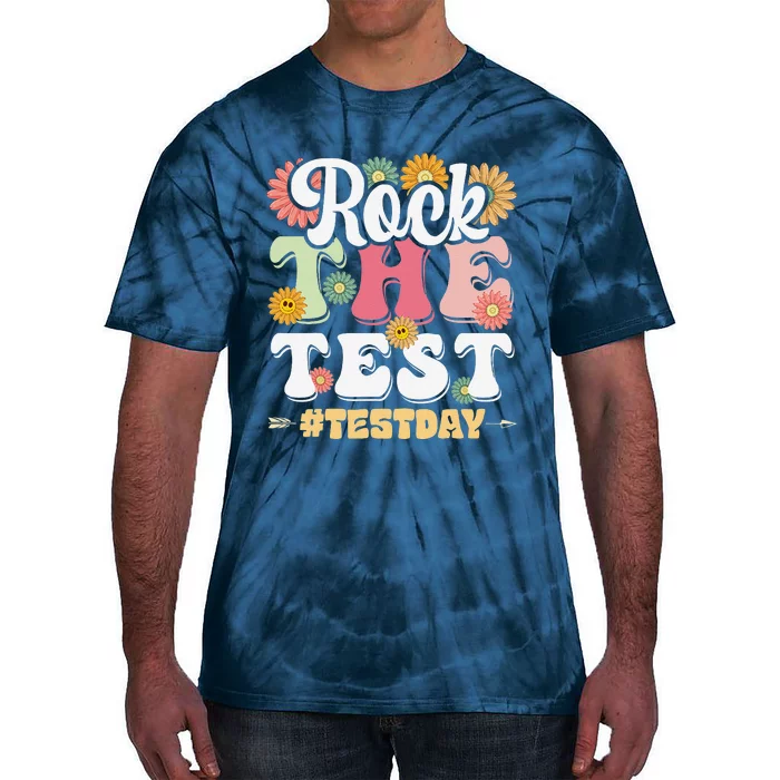 Rock The Test Testing Day Groovy Motivational Teacher Tie-Dye T-Shirt