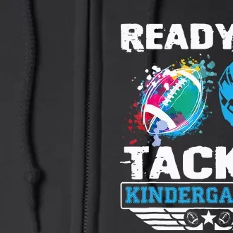 Ready To Tackle Kindergarten Football Back To School Full Zip Hoodie