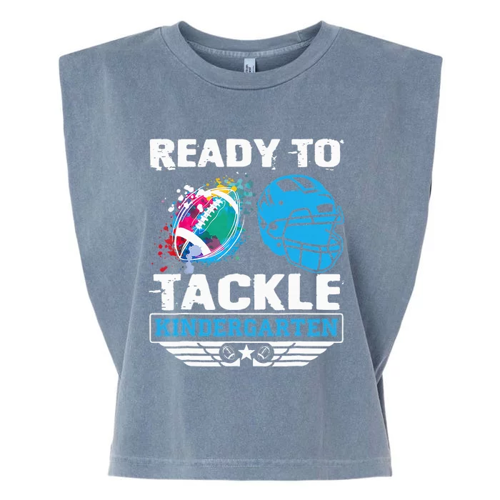 Ready To Tackle Kindergarten Football Back To School Garment-Dyed Women's Muscle Tee