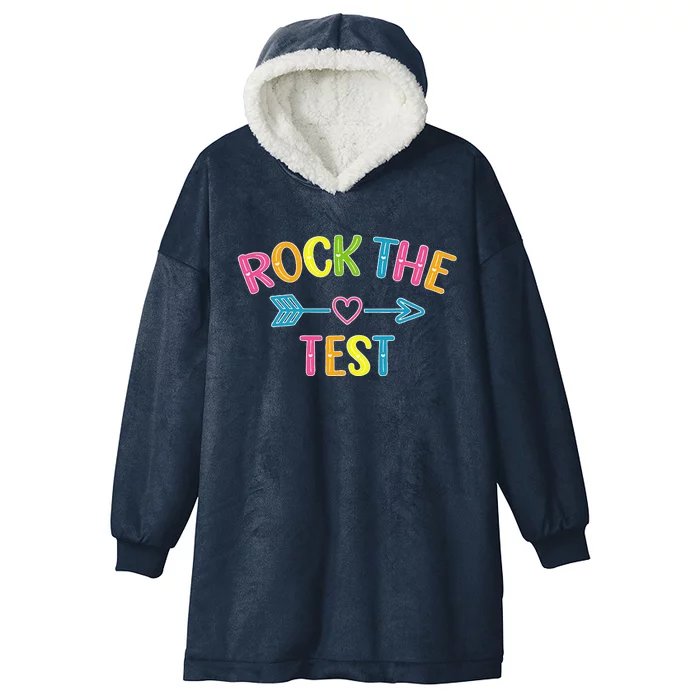 Rock The Test Funny Teacher Test Day Testing Day Student Hooded Wearable Blanket