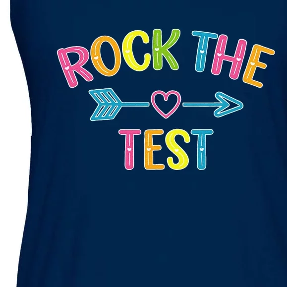 Rock The Test Funny Teacher Test Day Testing Day Student Ladies Essential Flowy Tank