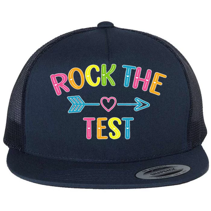 Rock The Test Funny Teacher Test Day Testing Day Student Flat Bill Trucker Hat