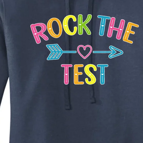 Rock The Test Funny Teacher Test Day Testing Day Student Women's Pullover Hoodie