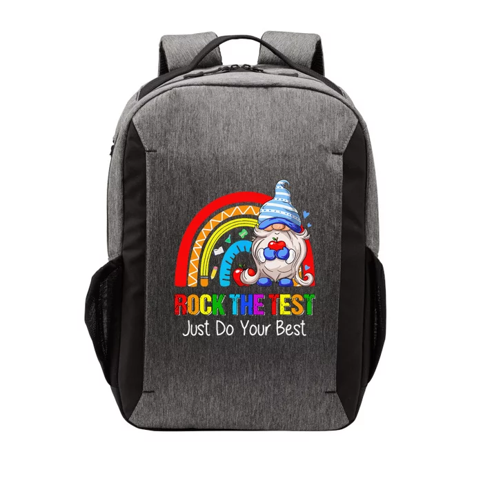 Rock The Test Funny Teacher Testing Day Rainbow Gnomes Vector Backpack