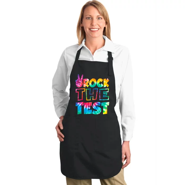 Rock The Test Testing Day Retro Motivational Teacher Student Full-Length Apron With Pocket