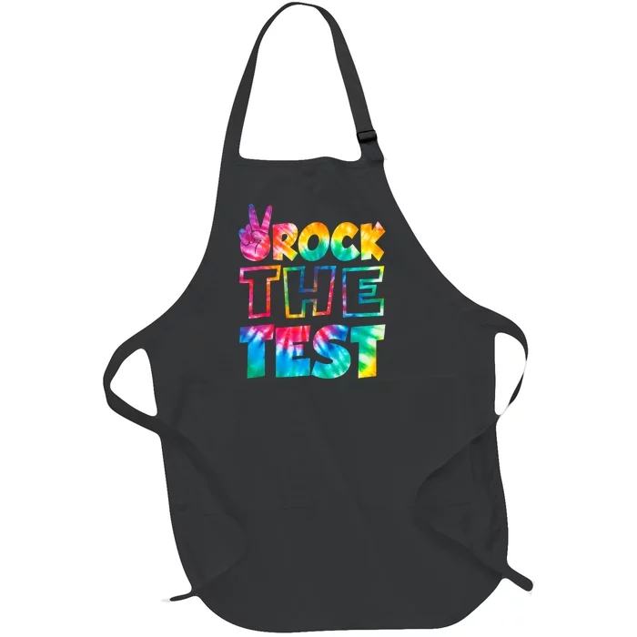 Rock The Test Testing Day Retro Motivational Teacher Student Full-Length Apron With Pocket