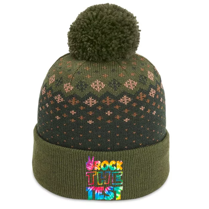 Rock The Test Testing Day Retro Motivational Teacher Student The Baniff Cuffed Pom Beanie