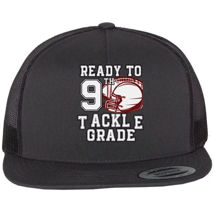 Ready To Tackle 9th Grade Back To School Football Colorful Flat Bill Trucker Hat