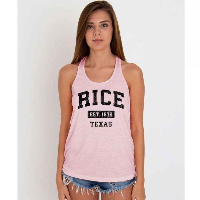 Rice Texas Tx Vintage Sports Established Women's Knotted Racerback Tank