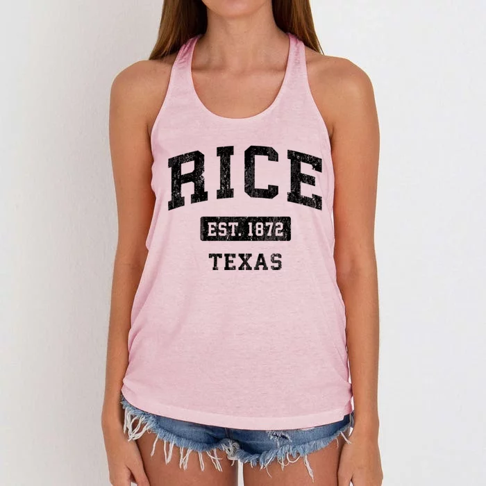 Rice Texas Tx Vintage Sports Established Women's Knotted Racerback Tank