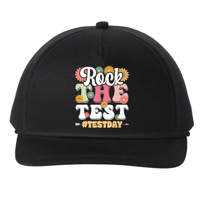 Rock The Test Testing Day Groovy Motivational Teacher Snapback Five-Panel Rope Hat