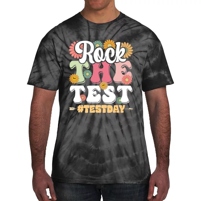 Rock The Test Testing Day Groovy Motivational Teacher Tie-Dye T-Shirt