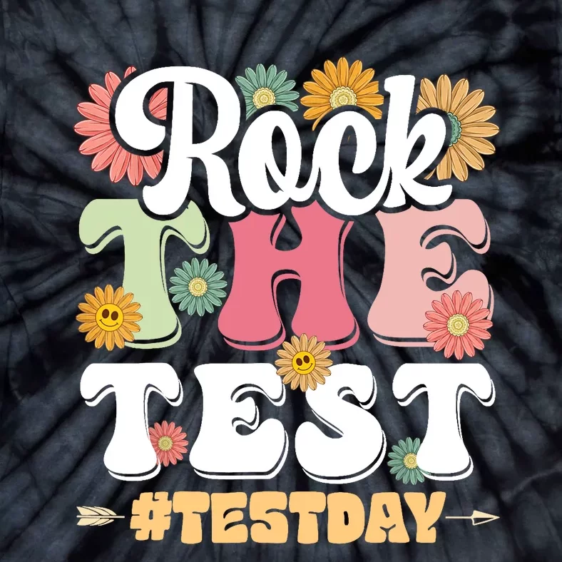 Rock The Test Testing Day Groovy Motivational Teacher Tie-Dye T-Shirt