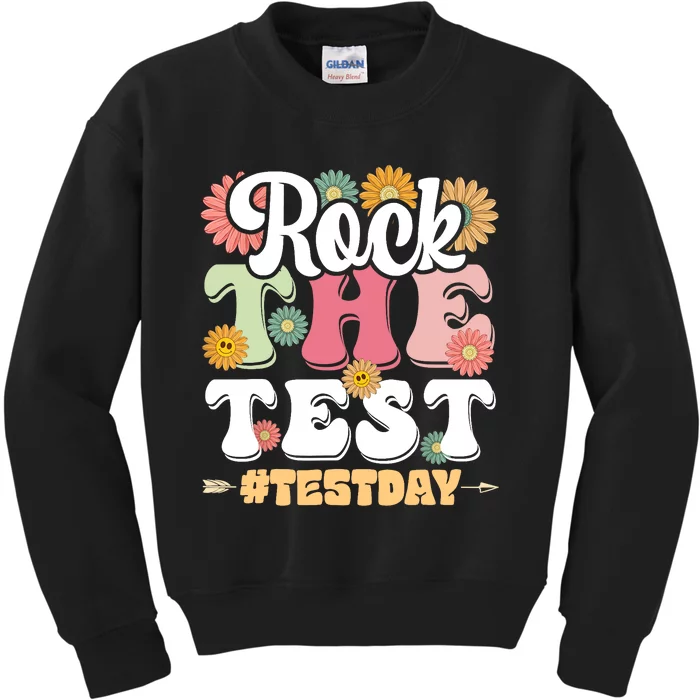 Rock The Test Testing Day Groovy Motivational Teacher Kids Sweatshirt