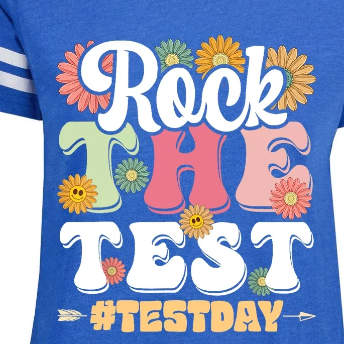 Rock The Test Testing Day Groovy Motivational Teacher Enza Ladies Jersey Football T-Shirt