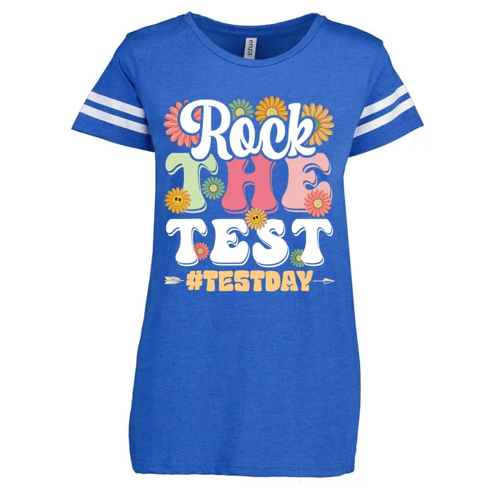 Rock The Test Testing Day Groovy Motivational Teacher Enza Ladies Jersey Football T-Shirt