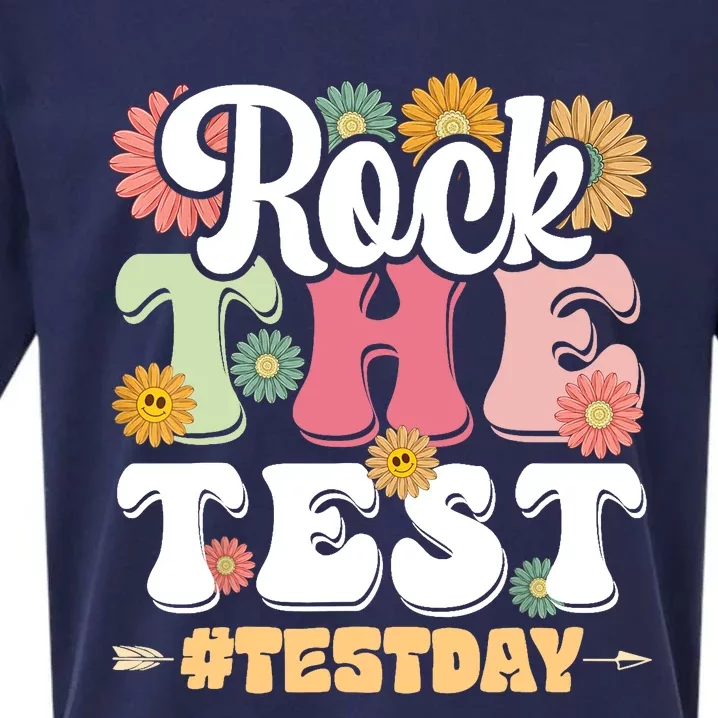 Rock The Test Testing Day Groovy Motivational Teacher Sueded Cloud Jersey T-Shirt