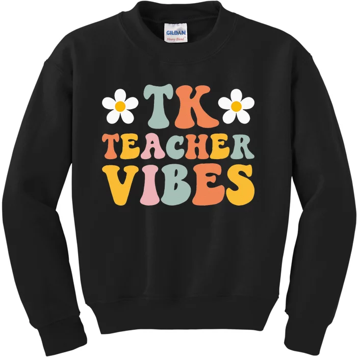 Retro Tk Teacher vibes Colorful Teacher Back to School Kids Sweatshirt