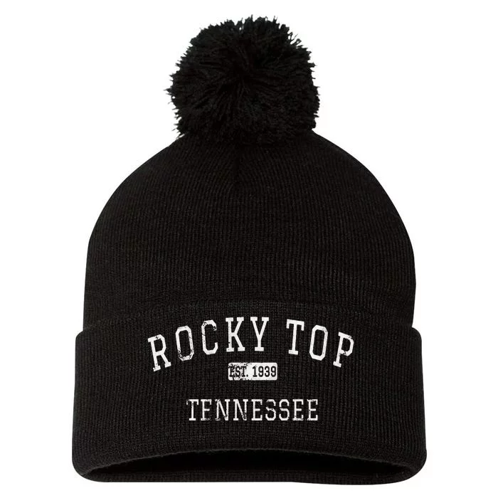 Rocky Tennessee TN vintage state Athletic style Pom Pom 12in Knit Beanie