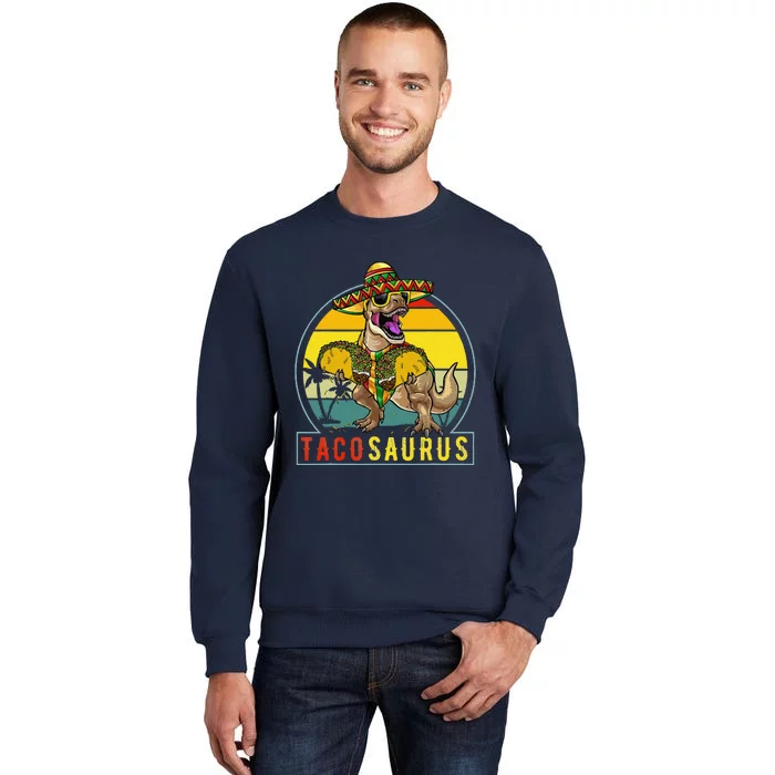 Retro Tacosaurus Taco Dinosaur T Rex Funny Cinco De Mayo Sweatshirt