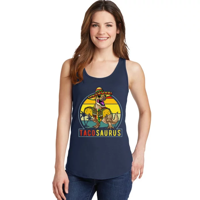 Retro Tacosaurus Taco Dinosaur T Rex Funny Cinco De Mayo Ladies Essential Tank