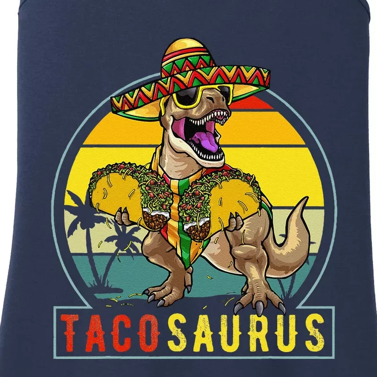 Retro Tacosaurus Taco Dinosaur T Rex Funny Cinco De Mayo Ladies Essential Tank