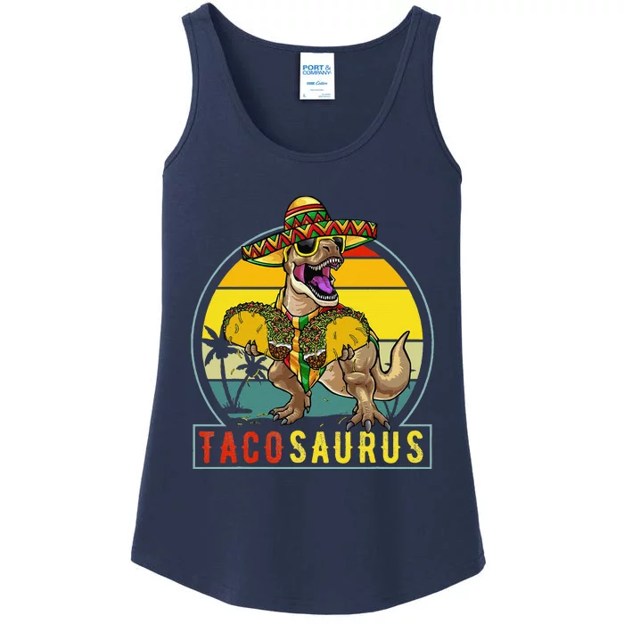 Retro Tacosaurus Taco Dinosaur T Rex Funny Cinco De Mayo Ladies Essential Tank