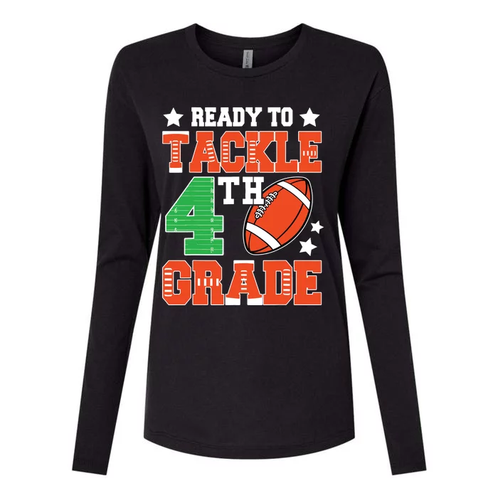 Ready To Tackle Fourth Grade Back To School Football Womens Cotton Relaxed Long Sleeve T-Shirt