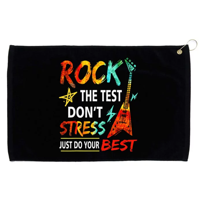 Rock The Test DonT Stress Do Your Best Gitar Art Grommeted Golf Towel