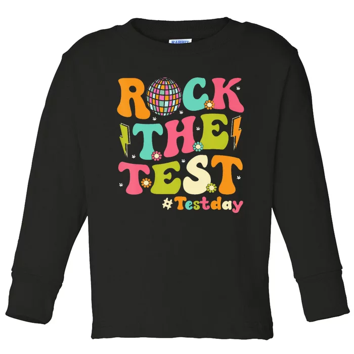 Rock The Test Testing Day Retro Motivational Toddler Long Sleeve Shirt