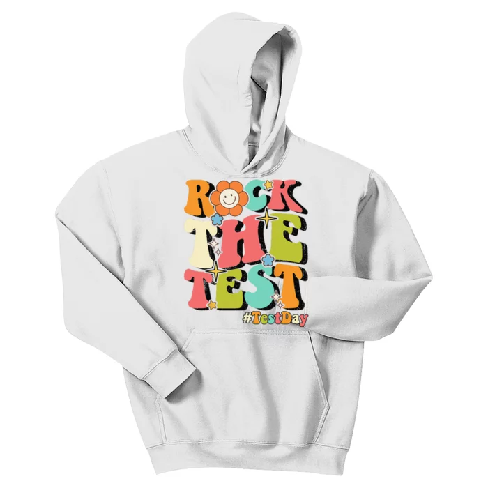 Rock The Test Testing Day Retro Motivational Teacher Student Kids Hoodie