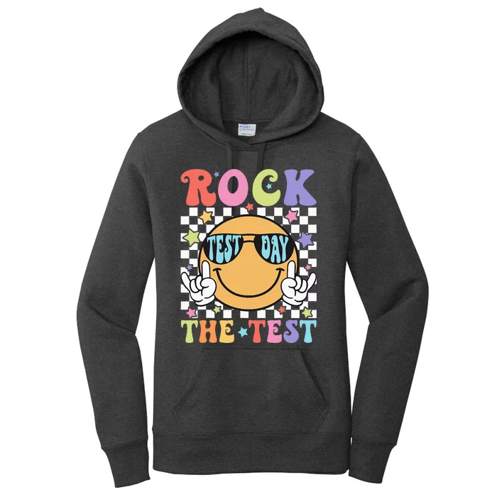 Rock The Test Testing Day Retro Motivational Teacher Student Women's Pullover Hoodie