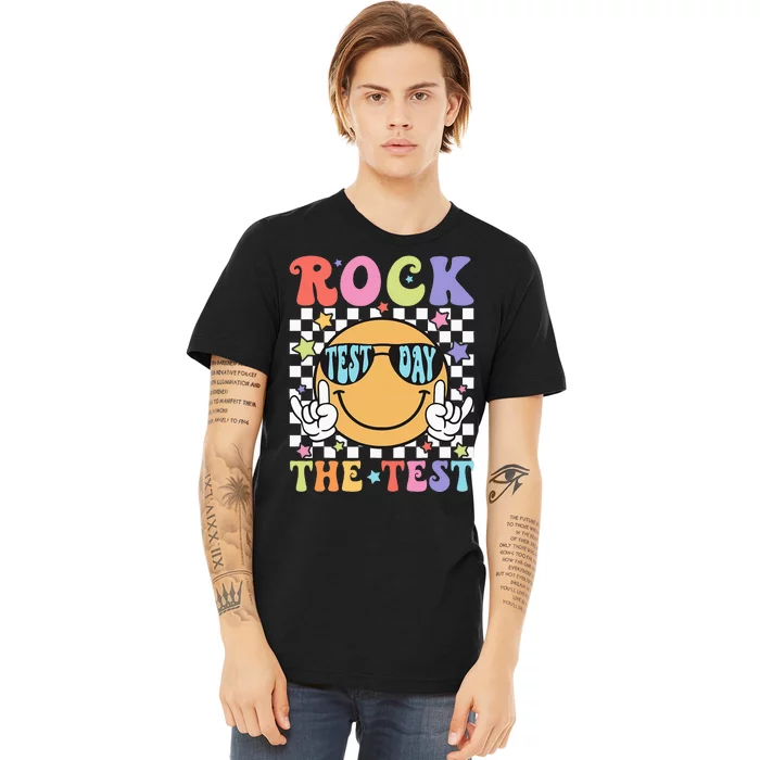 Rock The Test Testing Day Retro Motivational Teacher Student Premium T-Shirt