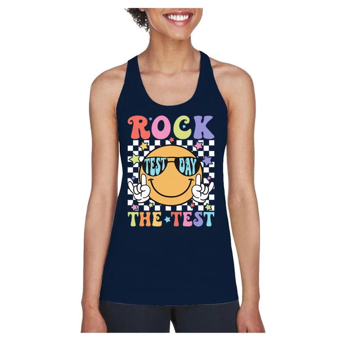 Rock The Test Testing Day Retro Motivational Teacher Student Women's Racerback Tank