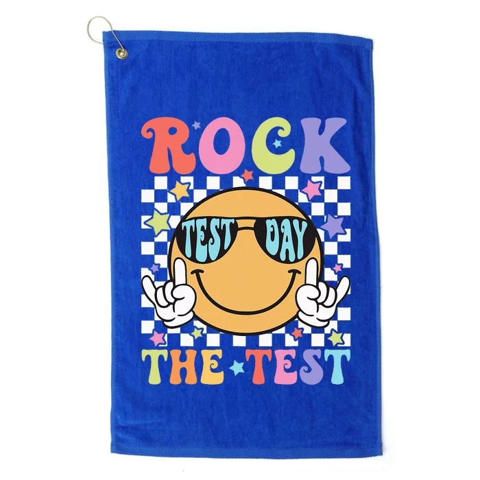 Rock The Test Testing Day Retro Motivational Teacher Student Platinum Collection Golf Towel