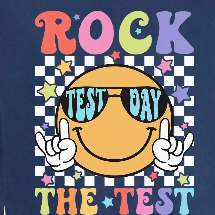 Rock The Test Testing Day Retro Motivational Teacher Student Garment-Dyed Sweatshirt