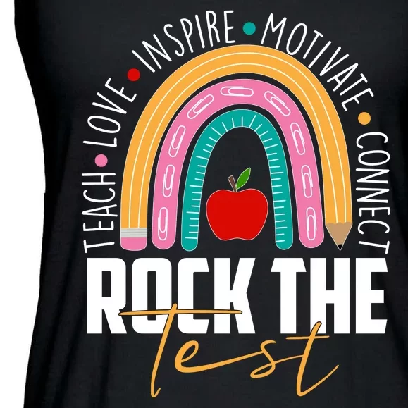 Rock The Test Teach Love Inspire Motivate Connect Ladies Essential Flowy Tank