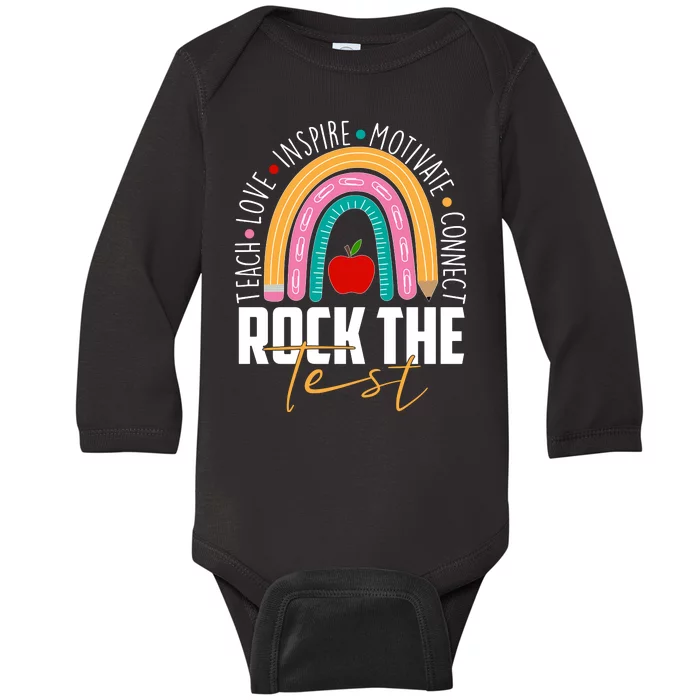 Rock The Test Teach Love Inspire Motivate Connect Baby Long Sleeve Bodysuit