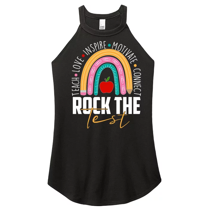 Rock The Test Teach Love Inspire Motivate Connect Women’s Perfect Tri Rocker Tank