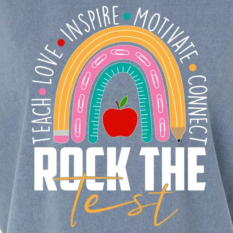 Rock The Test Teach Love Inspire Motivate Connect Garment-Dyed Women's Muscle Tee