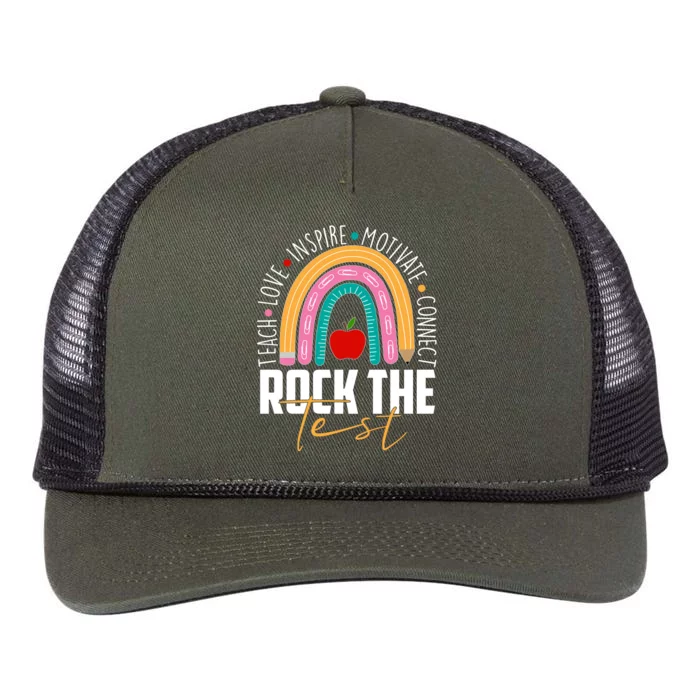 Rock The Test Teach Love Inspire Motivate Connect Retro Rope Trucker Hat Cap