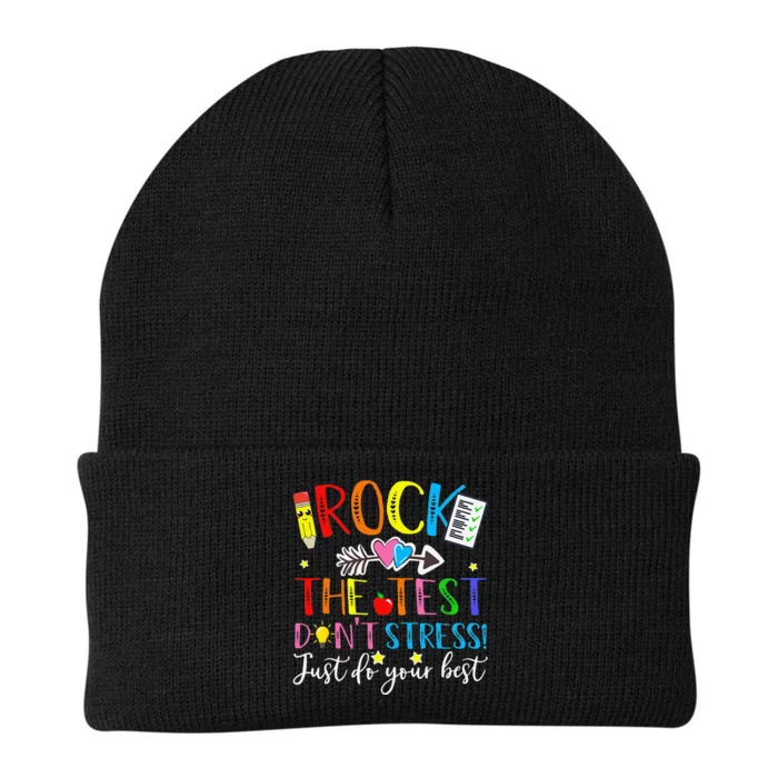 Rock The Test Don't Stress! Just Do Your Best, Testing Day Knit Cap Winter Beanie