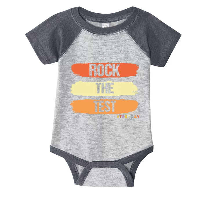 Rock The Test Testing Day Retro Motivational Teacher Student Infant Baby Jersey Bodysuit