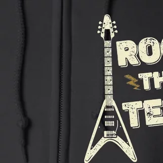 Rock The Test Guitar Testing Day Teacher Test Day Teacher Full Zip Hoodie