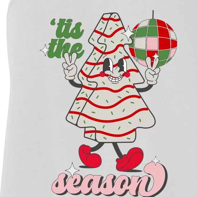 Retro Tis The Season Christmas Tree Cake Funny Xmas Costume Women's Racerback Tank