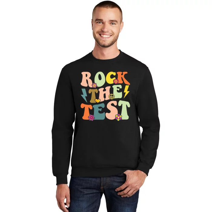 Rock The Test Groovy Design Funny Testing Day Teacher Sweatshirt