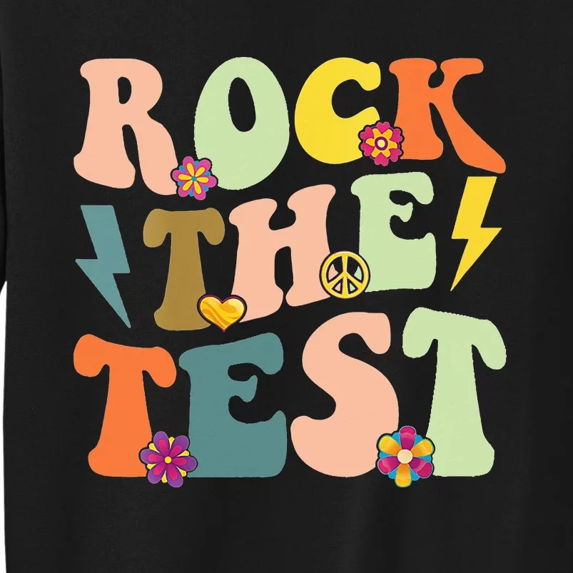 Rock The Test Groovy Design Funny Testing Day Teacher Sweatshirt