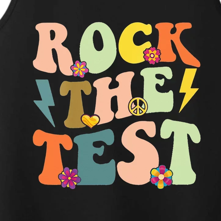 Rock The Test Groovy Design Funny Testing Day Teacher Performance Tank