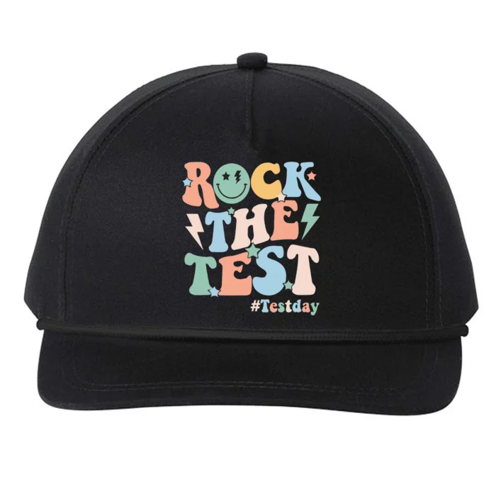 Rock The Test Testing Day Retro Motivational Teacher Student Snapback Five-Panel Rope Hat